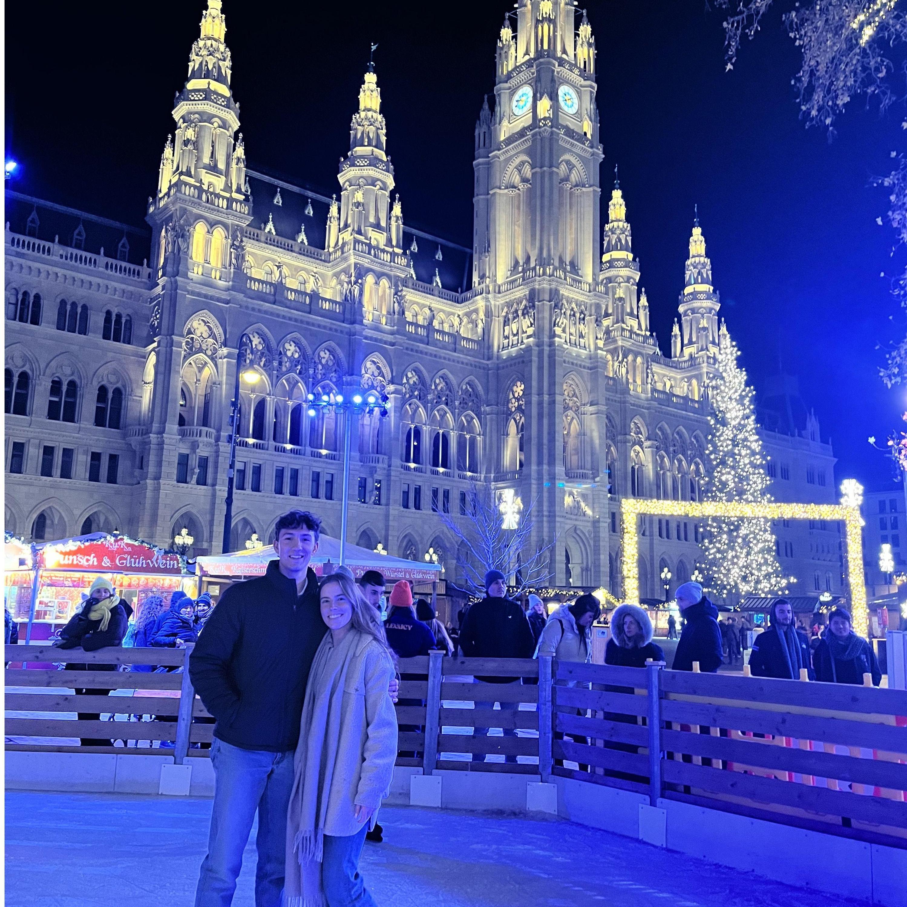 We spent the last night together walking around the Vienna Christmas markets, Ice skating, and trying not to think about having to leave. - Jon