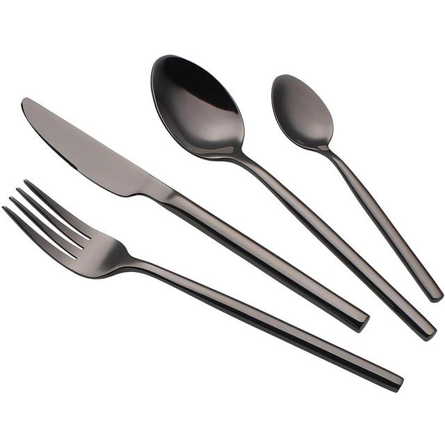 CHAAMFORGE 24 Piece Silverware Set For 6 Black Heavy duty 18/10 Stainless Steel Flatware Set Modern Design Knife/Fork/Spoon Mirror Polished Dishwasher Safe Cutlery Set with Gifts