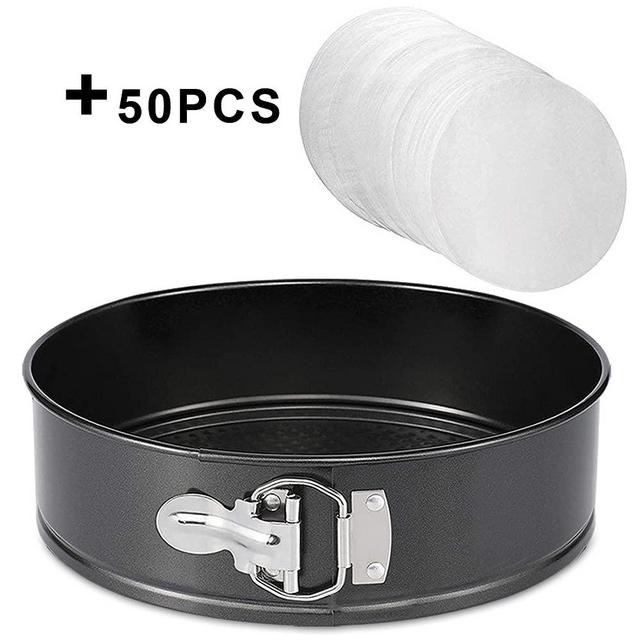 7 Inch Springform Pan,Nonstick Springform Cake Pan,Leakproof Round Cake Pan,Spring Form Pan,Spring Pan,Cheesecake Pan with Removable Bottom and 50 Pcs Parchment Paper for 5,6,8Qt Instant Pot