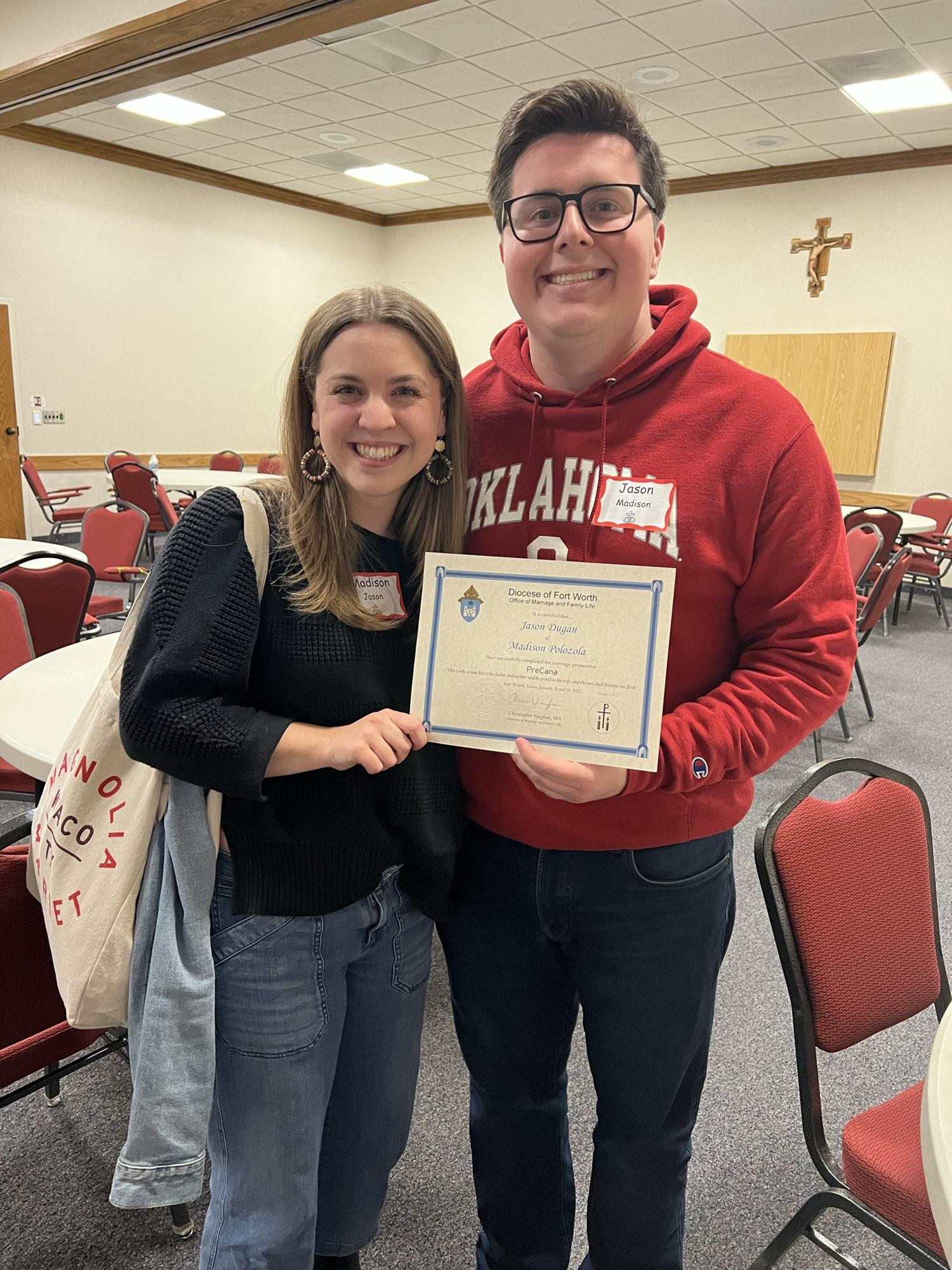 Shortly after we completed our Pre-Cana retreat for marriage!