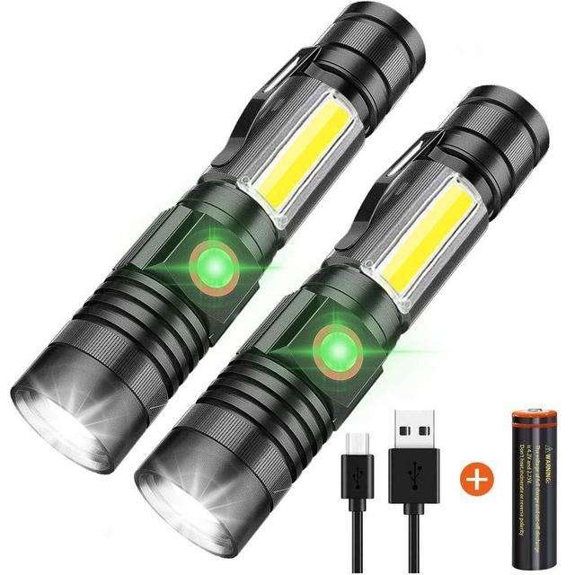 LED Flashlight Rechargeable, 1000 Lumens Super Bright Magnetic Flashlight with COB Work Light, Waterproof, 4 Modes, iToncs Pocket Tactical Flashlights for Outdoor Camping Emergency 2 Pack