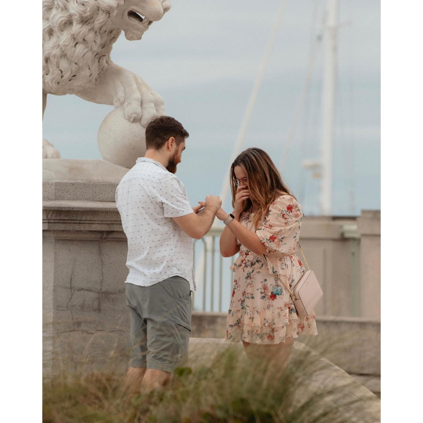 Our proposal by the Bridge of Lions in St Augustine, FL.