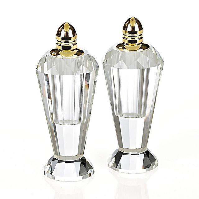Badash Crystal Preston Gold Salt & Pepper Shaker Pair