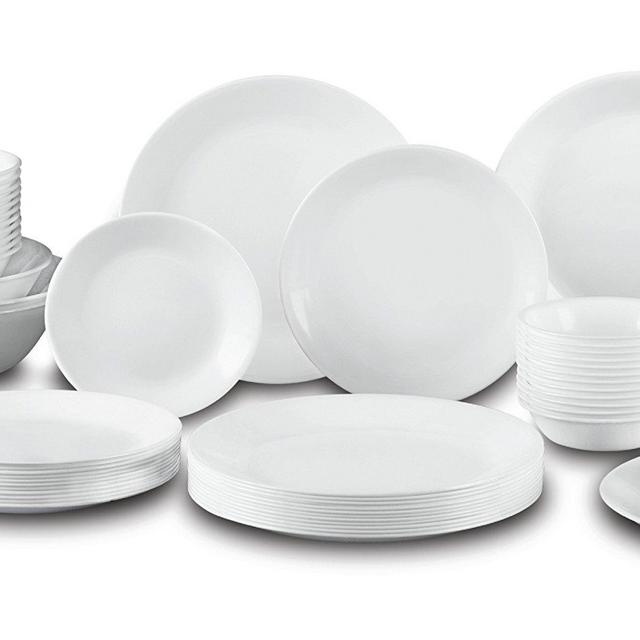 Corelle Livingware 74 Piece Dinnerware Set with Storage Lids, Service for 12, White