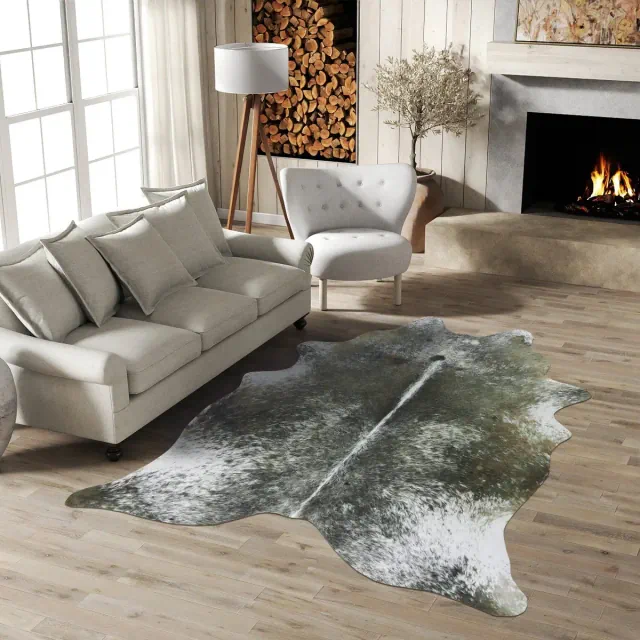 LOVEVOOK Faux Cowhide Rug Western Rugs for Living Room Bedroom, Imitation Animal Skin Carpets for Cowboy Cowgirl Home Decor 61x74.8 Inch