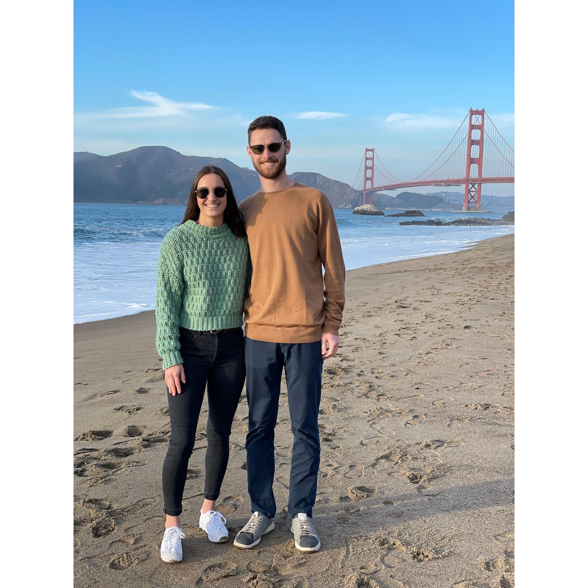 Jake and Claire enjoy Molinari's sandwiches on the beach