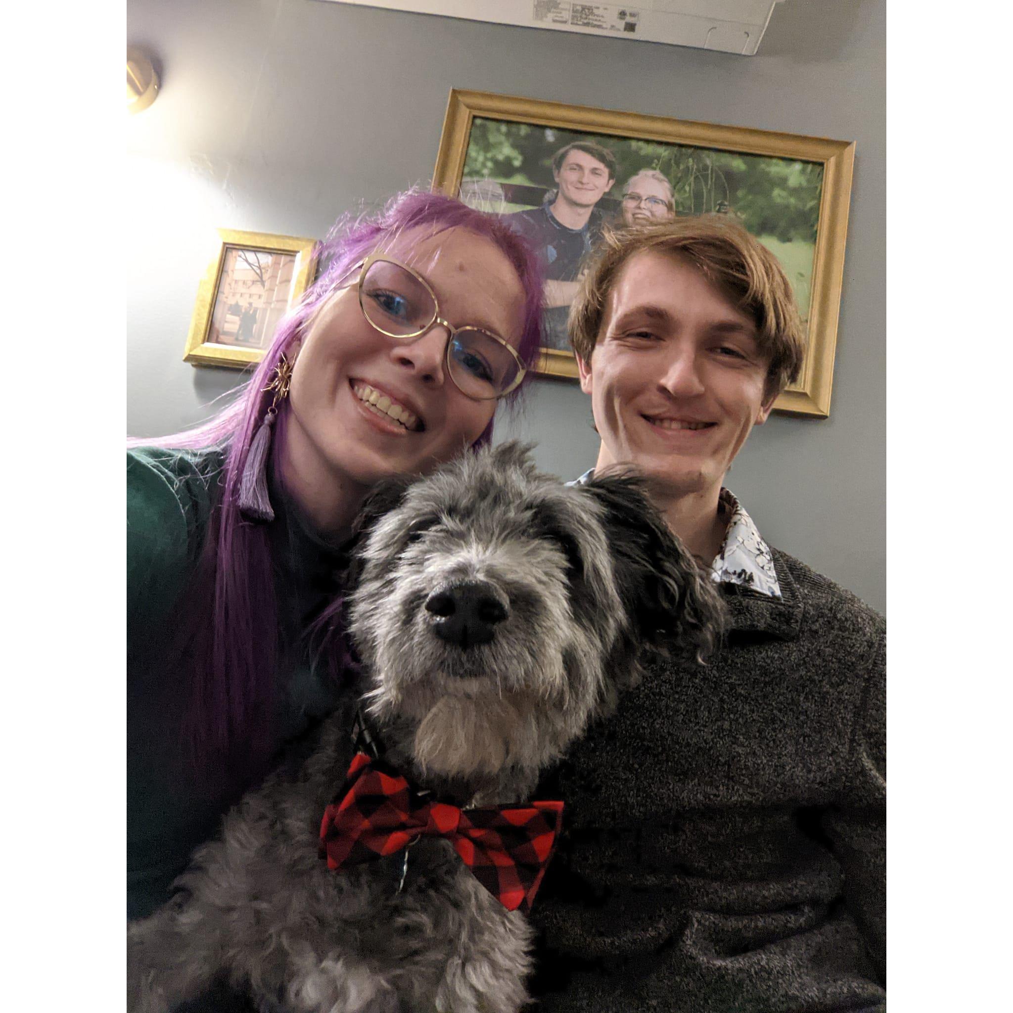 Even Millie dressed up for our date night in