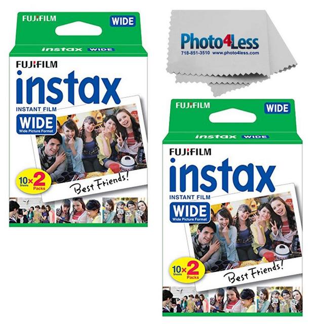 Fujifilm Wide Instant Film Twin Pack X2 (40 Sheets) + Camera and Lens Cleaning Cloth