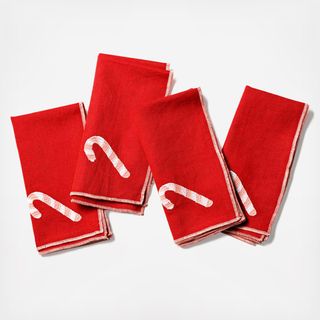 Christmas in the Village Red Candy Cane Napkins, Set of 4