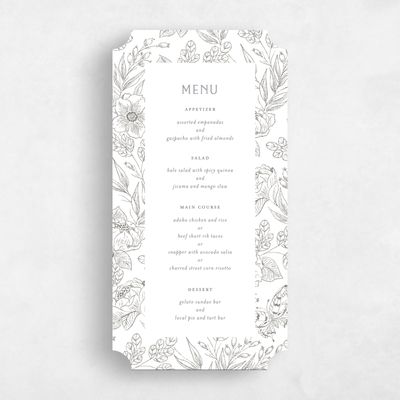 White Ticket Wedding Menu - Briallen