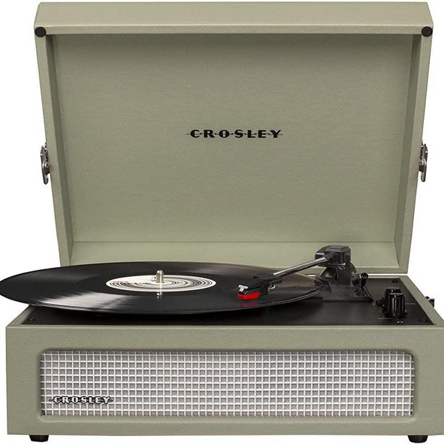 Crosley CR8017B-SA Voyager Vintage Portable Turntable with Bluetooth in/Out and Built-in Speakers, Sage