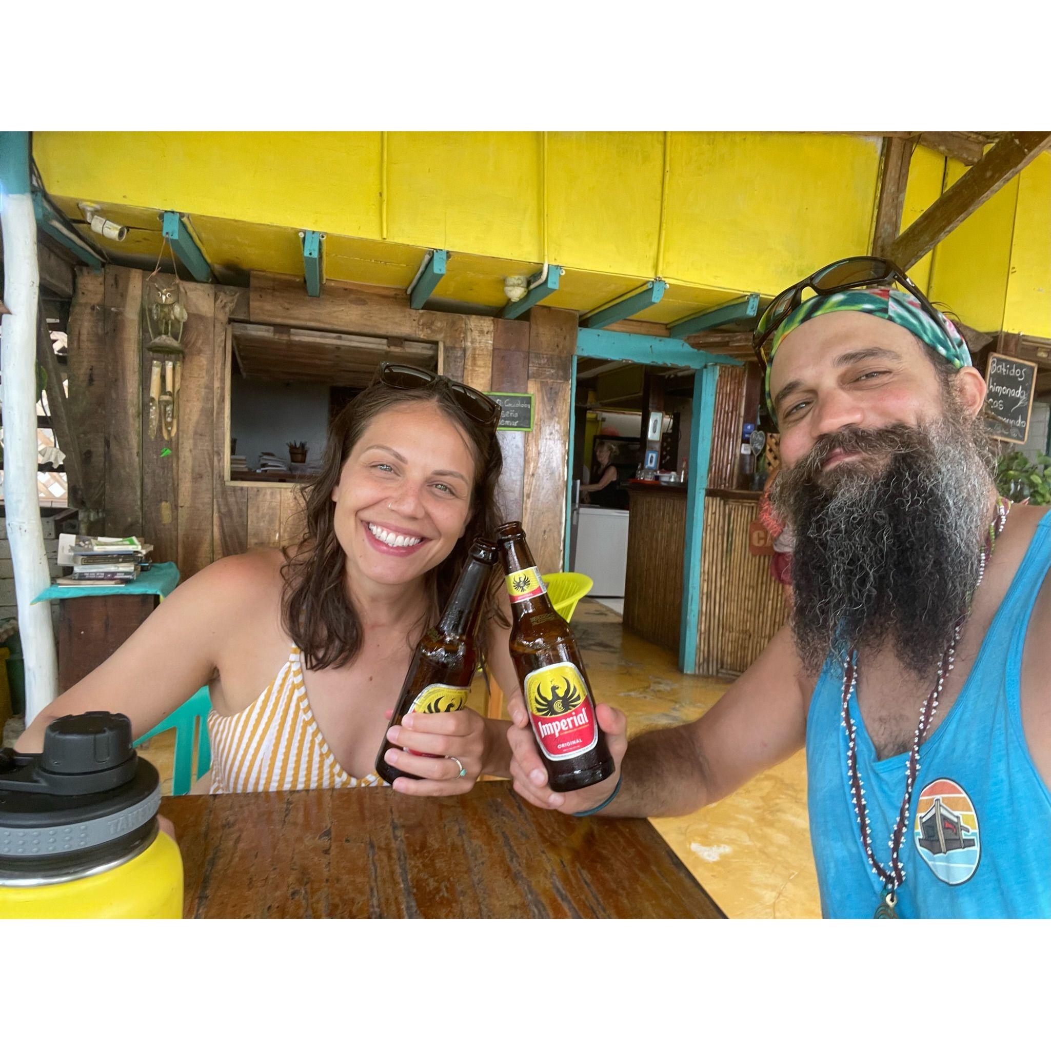 First beer as an engaged couple in Costa Rica