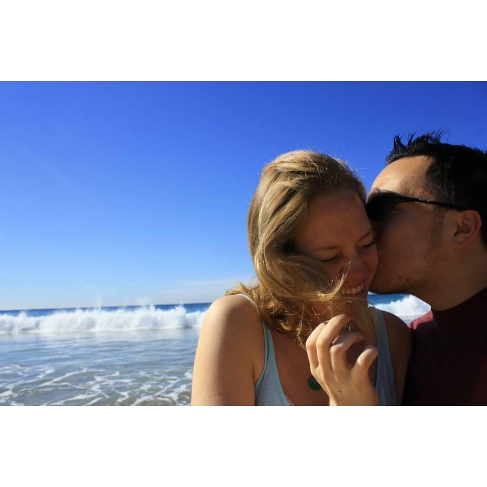 Our first trip to Australia! This was taken on Manly beach, after a windy ferry ride.