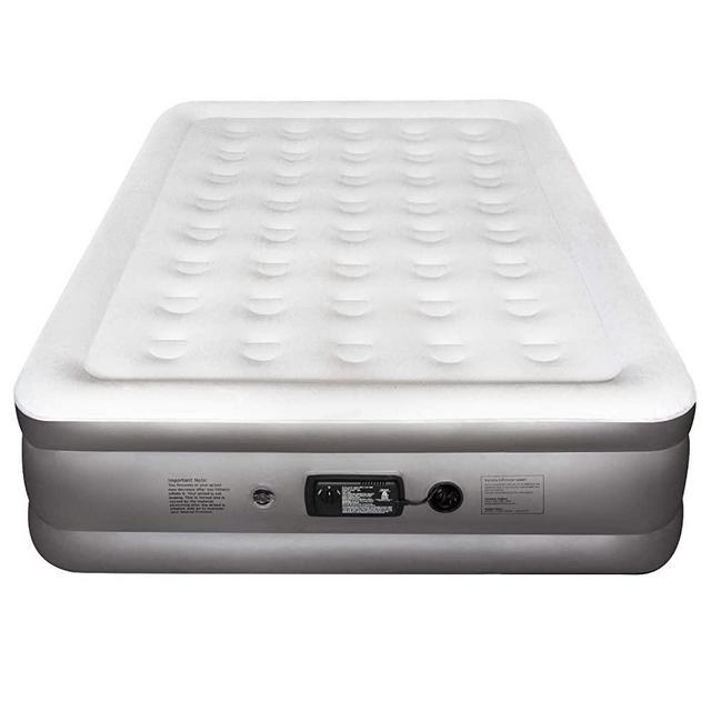 Etekcity Air Mattress with Built-in Pump, Inflatable Airbed Blow Up Air Bed Double Raised Mattress for Camping, Guest, Hiking, Storage Bag, White (Queen 18)