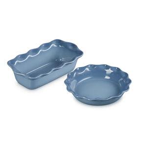 Heritage Pie Dish and Fluted Loaf Pan Set | In Chambray