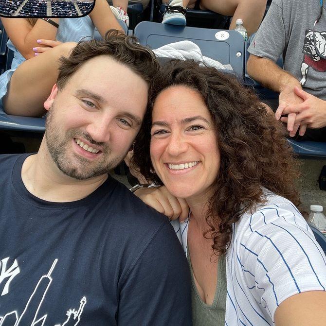 At a Yankee game, our first picture together