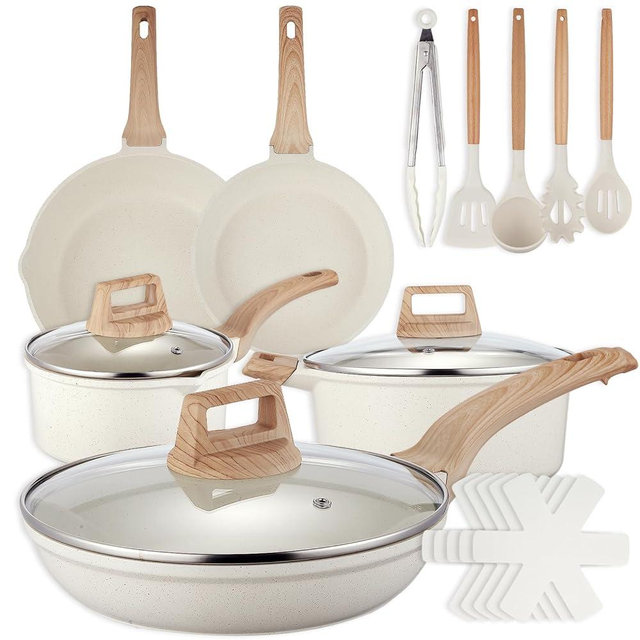 18 Pcs Pots and Pans Set for Kitchen, Nonstick Ceramic Cookware Set, Non Stick Induction Cookware Frying Pans & Saucepans