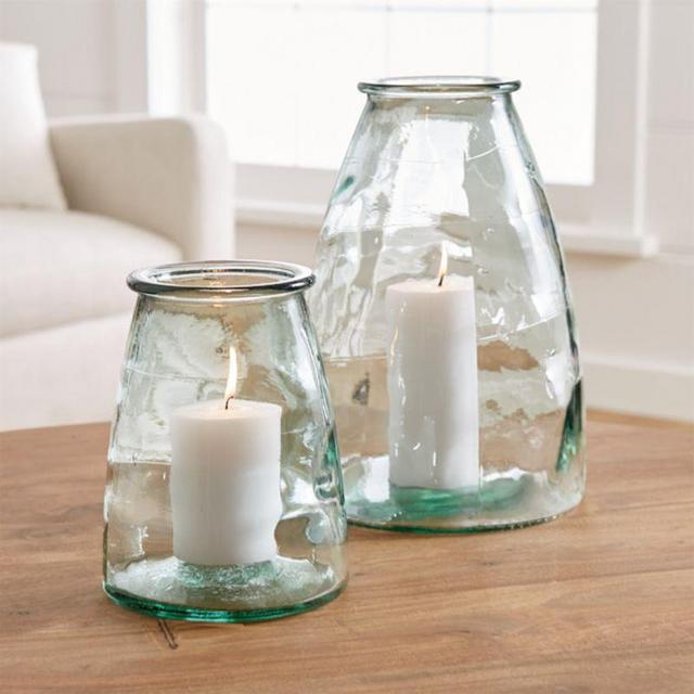 Recycled Glass Hurricane Candle Holders