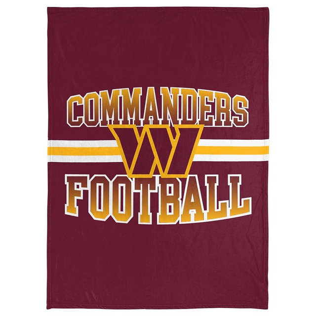 FOCO NFL Micro Raschel Plush Throw Blanket, Stripe Logo 45 x 60, Washington Commanders