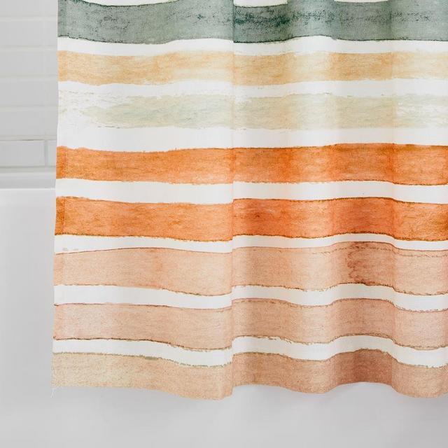 Organic Watercolor Stripe Shower Curtain, Multi, 72"x74"