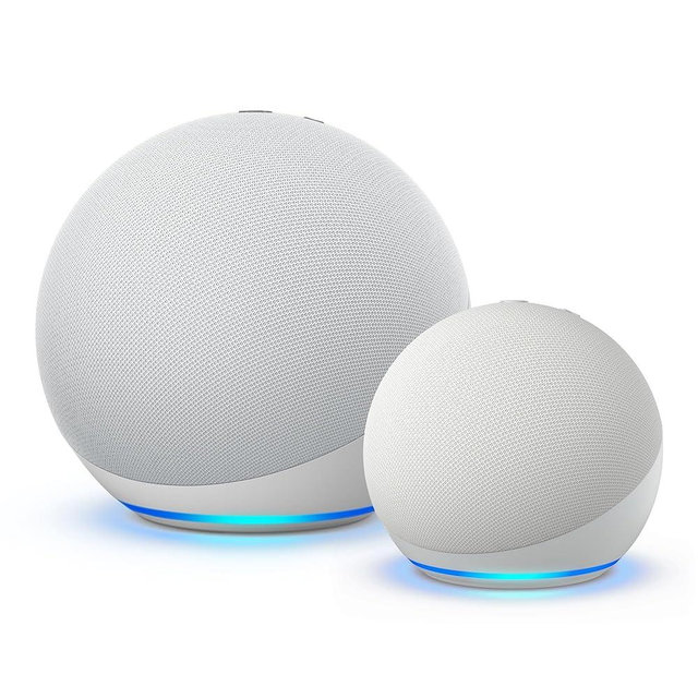 Echo (4th Gen) Multi-room Music bundle with Echo Dot (5th Gen) | Glacier White