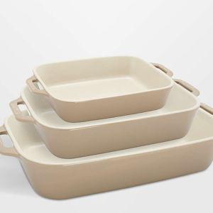 Staub 3-Piece Sesame Ceramic Baking Dish Set + Reviews | Crate & Barrel
