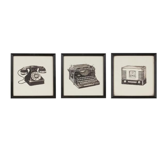 Vintage Models Gel Coated Wall 3pc Decorative Wall Art Set Black