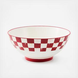 Cherry Check Stoneware Serving Bowl