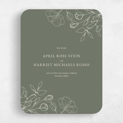 Green Rounded Wedding Save the Date - Essenza Bloom