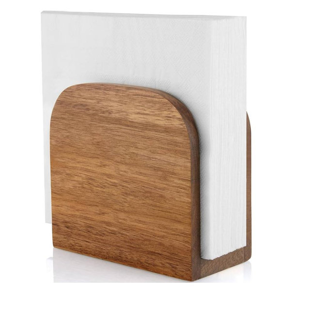 ALELION Acacia Wood Napkin Holder for Table, Wooden Upright Napkin Holders for Kitchen, Standing Napkin Dispenser for Kitchen Dining Room Party Cocktail Outdoor Use