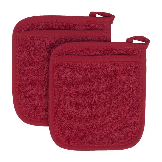 Ritz Premium Terry Pot Holders Hot Pads (2-Pack), 8.5"x7.75", High Heat Resistance, 100% Cotton, Paprika Red