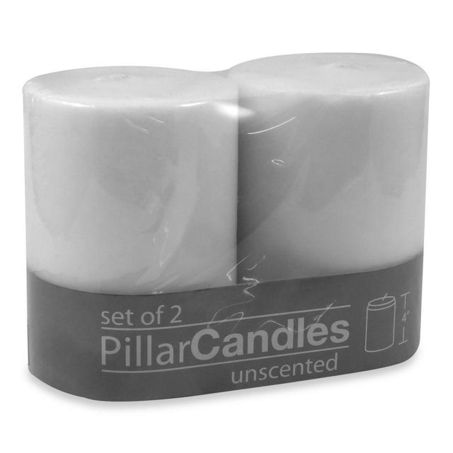 3-Inch x 4-Inch Unscented Pillar Candles in White (Set of 2)