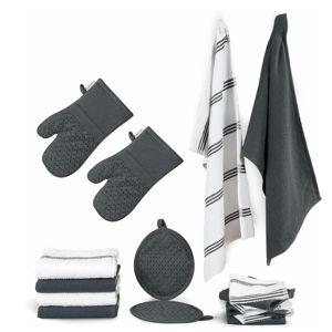 Lane Linen Kitchen Towels and Dishcloths Sets - 16 Pc Kitchen Essentials for New Home, Heat Resistant Silicone Oven Mitts & Pot Holder, Absorbent Terry Kitchen Towels, Dish Towels for Kitchen - Grey
