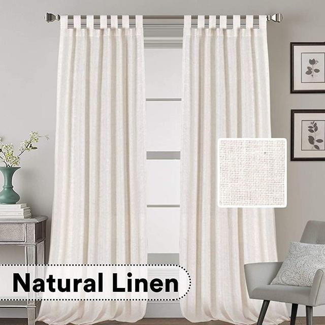 H.VERSAILTEX 2 Pack Ultra Luxurious High Woven Linen Elegant Curtain Panels Light Reducing Privacy Panels Drapes, Tab Top Curtain Set, Extra Long 52x108-Inch, Natural