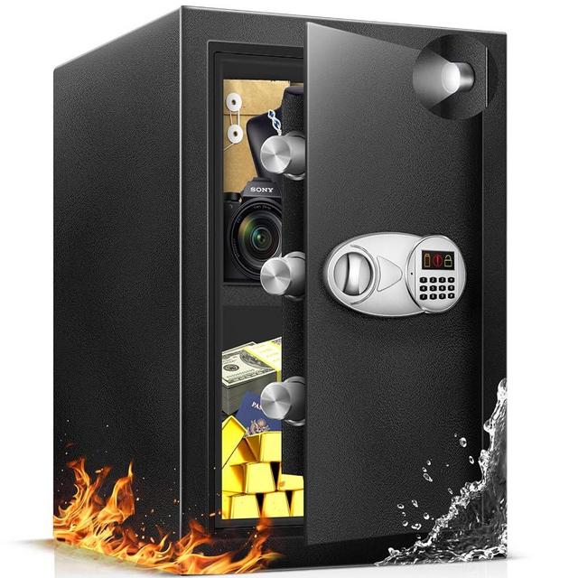 TOTOY 3.5 Cu Ft Large Safe Box For Home Documents with Emergency Battery Box - Steel Fireproof Security Safe Lock Box with Electronic Keypad, LED Sensor Light- Safety Box For Cash, Jewelry