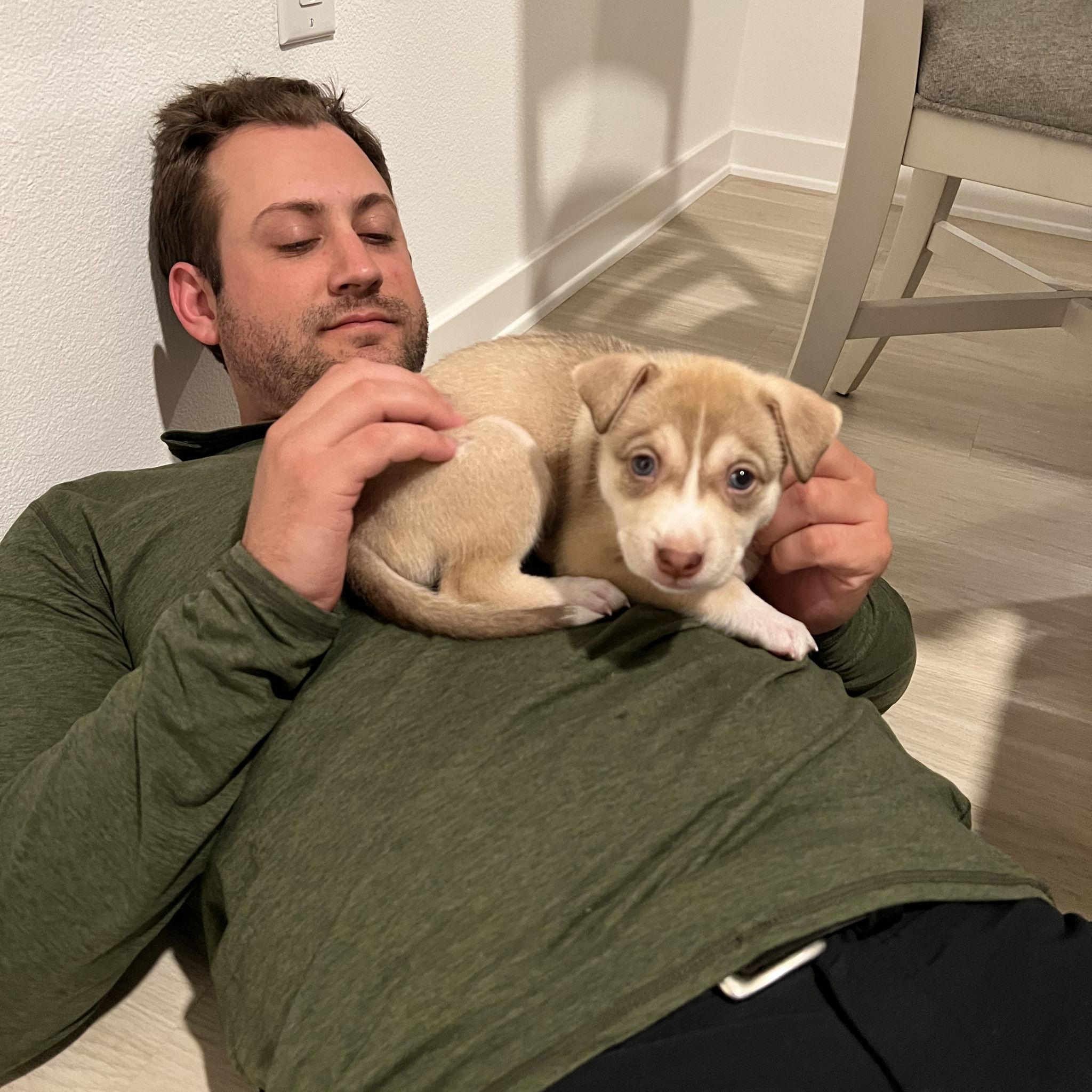 11/20/22 When we became (dog) parents! Our little Phoebe was a month old here.