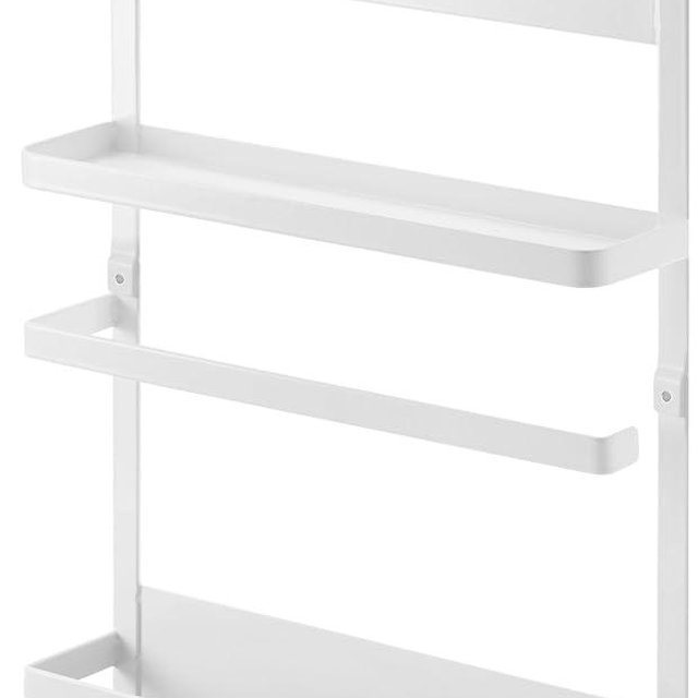 Yamazaki Industries 2907 Magnetic Refrigerator Side Rack, White, Approx. W 9.6 x D 2.6 x H 13.4 inches (24.5 x 6.5 x 34 cm), Plate, Kitchen Rack, Kitchen Paper Holder