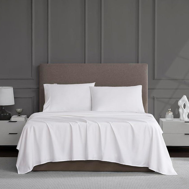Linen Closet Luxury Cotton 1200 Thread Count Hotel Luxury 4-Piece Sheet Set, King, White