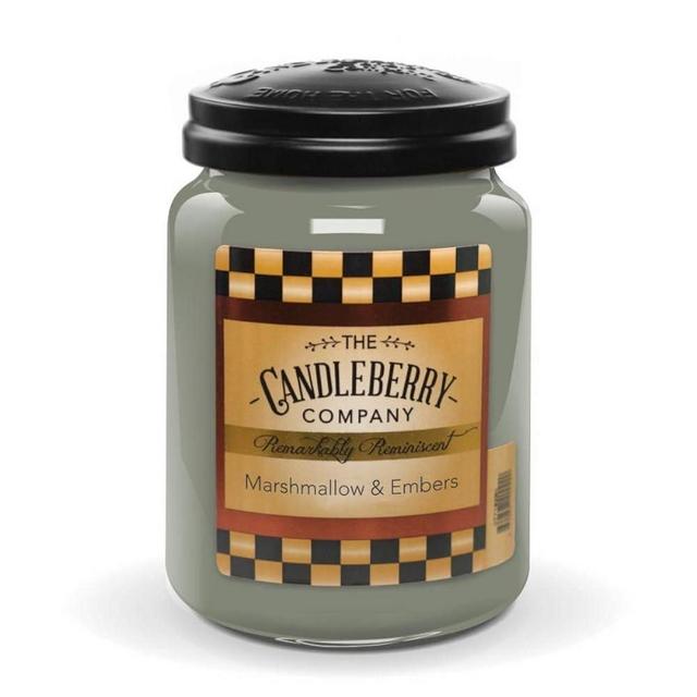 Candleberry Candles | Strong Fragrances for Home | Hand Poured in The USA | Highly Scented & Long Lasting | Large Jar 26 oz (Marshmallow and Embers)