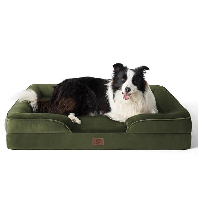 Bedsure Orthopedic Dog Bed for Large Dogs - Big Washable Dog Sofa Beds Large, Supportive Foam Pet Couch Bed with Removable Washable Cover, Waterproof Lining and Nonskid Bottom, Winter Moss