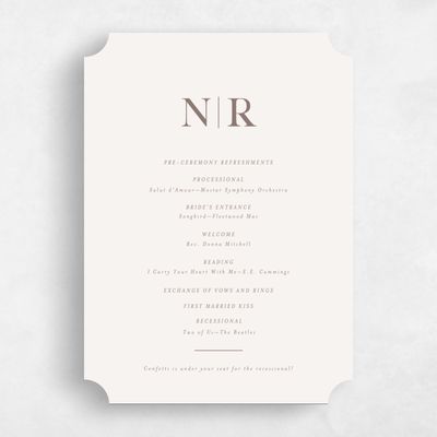 Beige Ticket Wedding Program - Holt