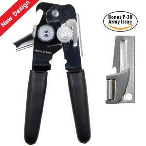 OHSAY USA - World’s Best Can Opener- Made in USA - Sold by Vets – Easy Turn – Carbon Steel Blade - BONUS Shelby P-38 ARMY ISSUED CAN OPENER