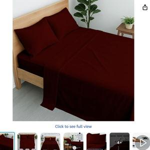Cottington Lane 100% Cotton King Sheet Set, 4 Piece Burgundy Luxury Hotel Quality Sheets, Deep Pocket Fits 8-16 Inch Mattress, Breathable, Durable, Cooling Sheets with Crisp Cotton Feel