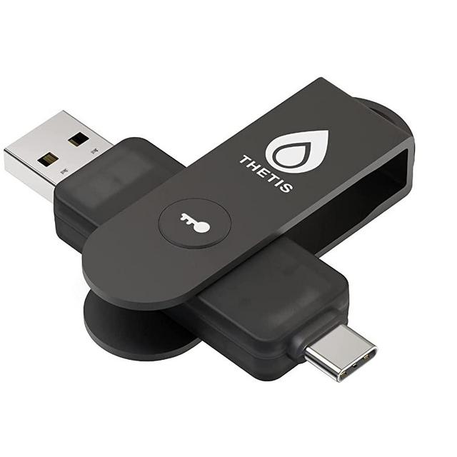 Thetis Pro FIDO2 Security Key, Two-Factor authentication NFC Security Key, Dual USB Ports Type A & Type C for Multi Factored Protection (HOTP) in Windows/MacOS/Linux, Gmail, Facebook, Dropbox, GitHub