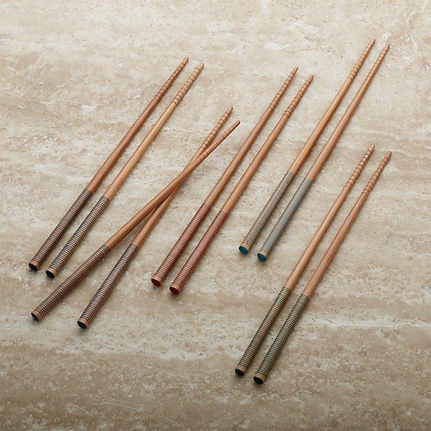 Striped Bamboo Chopstick, Set of 5 Pairs