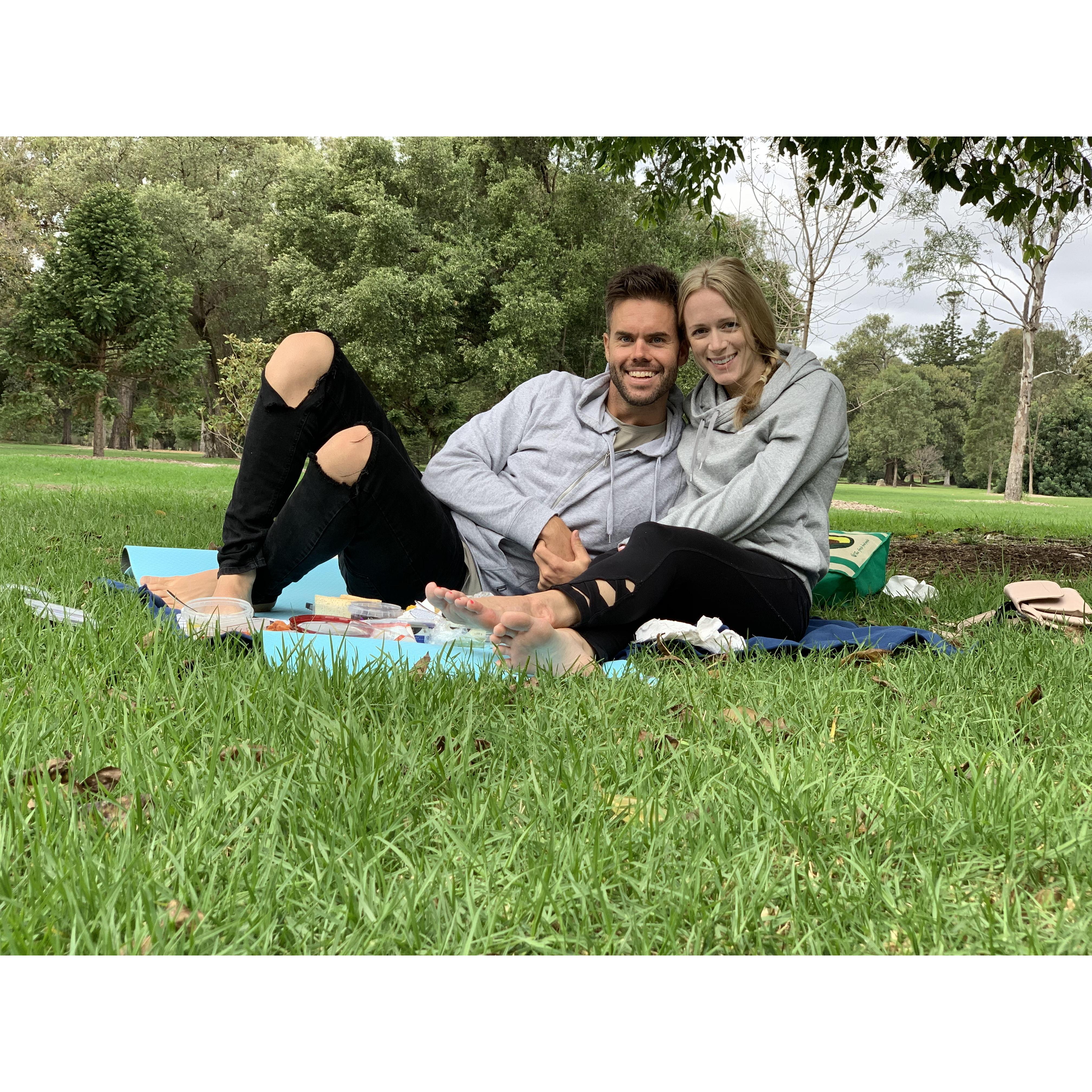 After a year apart, we took a leap of faith & moved in together in Adelaide, Australia! This is our first picnic together soaking in our new life together in Australia.