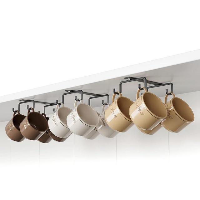 ECROCY Mug Hooks Under Cabinet Space-Saving, Metal Coffee Cup Hooks 3 Pack