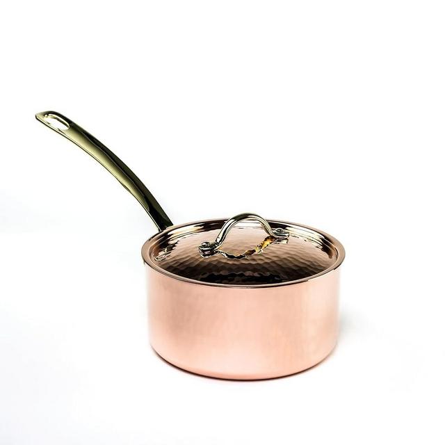 HAKART Hammered Handmade Copper Sauce Pan 6.29 "Nonstick Copper Casserole Pan, Nonstick Saucepan