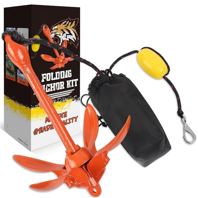 Linkloos Boat Kayak Anchor Kit 40ft Rope & Storage Bag - Accessories for Kayaks, Canoes, SUP Boards, Small Boats, Jet Skis & PWCs