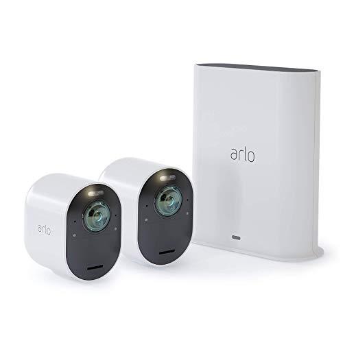 Arlo Technologies Ultra - 4K UHD Wire-Free Security 2 Camera System | Indoor/Outdoor with Color Night Vision, 180° View, 2-Way Audio, Spotlight, Siren | Works with Alexa and HomeKit | (VMS5240)